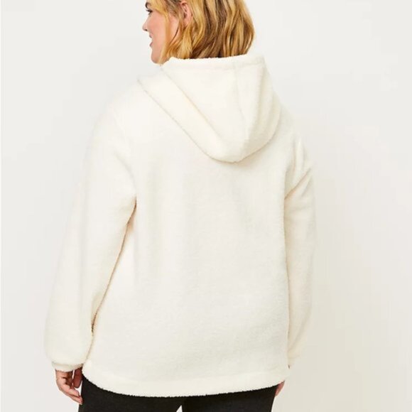 Ann Taylor LOFT Plus Sherpa Hoodie - Size 16/18 Plus - Whisper White - Picture 2 of 11